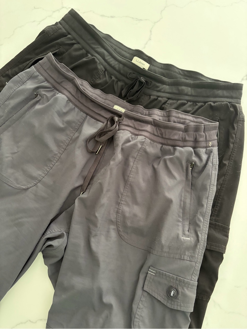 LL Bean 2- pair XL Pet. Vista Camp Pant Classic Black and Gray Bundle EUC